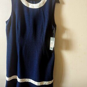 Karl Lagerfeld Paris Navy Blue Sleeveless Flounce Hem Dress
